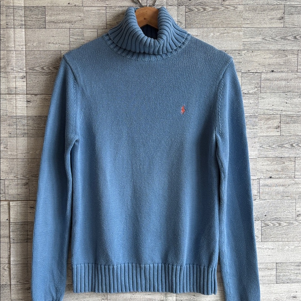 Ralph Lauren Sport Blue Turtleneck Sweater 100 % Cotton women's‎ large